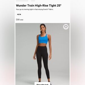 Wunder train high raise 25 black lululemon